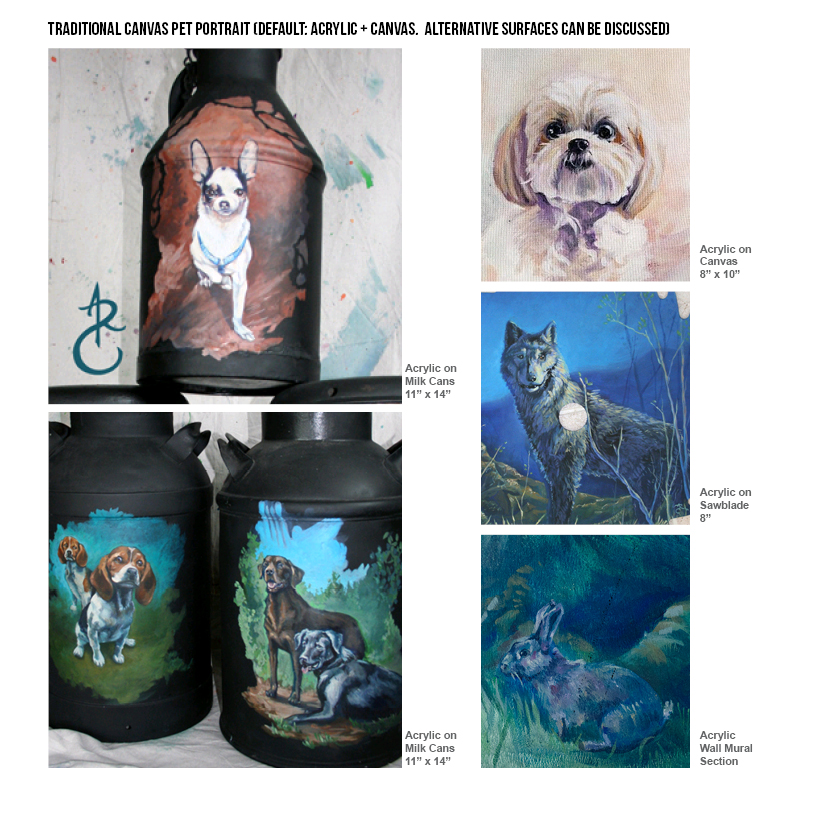 Traditional Canvas/Other Pet Portrait Examples